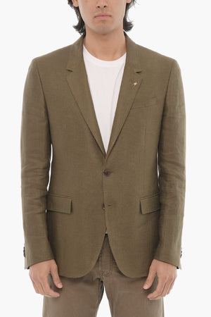 CC COLLECTION halbgefütterter Leinenblazer mit Hopsack-Muster
