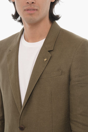 CC COLLECTION halbgefütterter Leinenblazer mit Hopsack-Muster