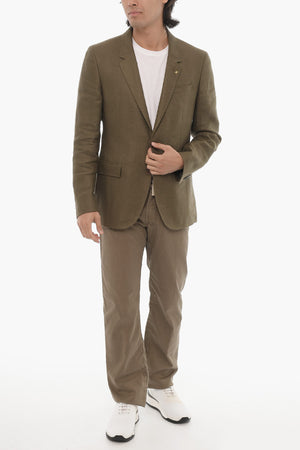 CC COLLECTION halbgefütterter Leinenblazer mit Hopsack-Muster