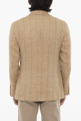 CC COLLECTION Windowpane Check Pure Flax Blazer
