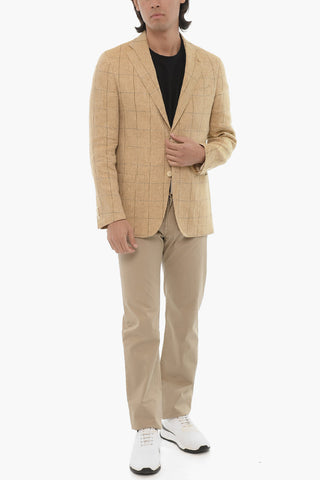 CC COLLECTION Windowpane Check Pure Flax Blazer