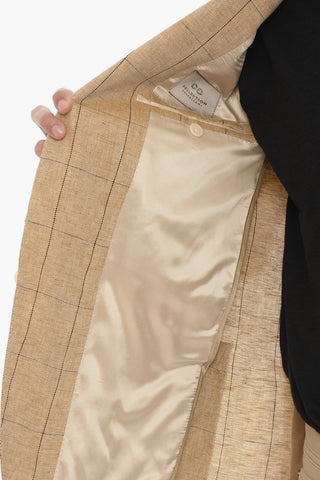 CC COLLECTION Windowpane Check Pure Flax Blazer