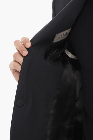 CC COLLECTION Single-Button Virgin Wool Jacket with Two Vents and Peak Lapel