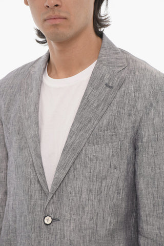 ID Linen Unilend Blazer With Notch Lapel