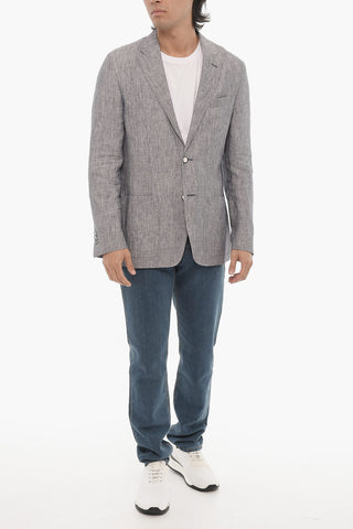 ID Linen Unilend Blazer With Notch Lapel