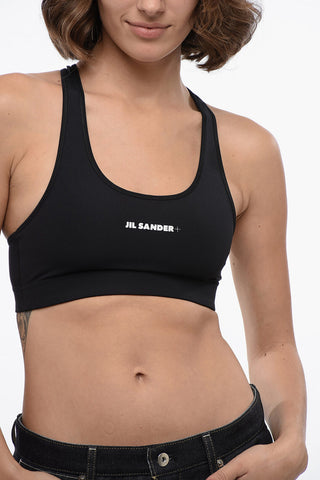 Crop Top in Tessuto Tecnico con Logo Stampato