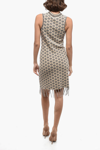 Stretchy Geometric Mini Dress with Swarovski Application