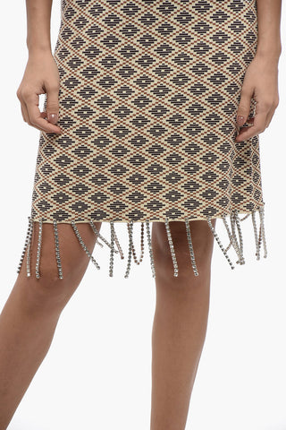 Stretchy Geometric Mini Dress with Swarovski Application