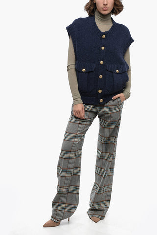 Sleeveless Cardigan With Jewel Buttons