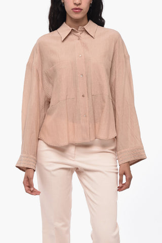 Camicia Asimmetrica Testurizzata con Applicazione