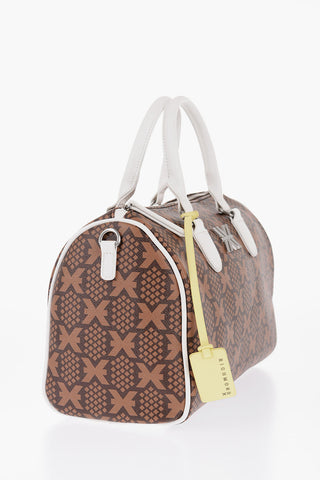 Printed Faux Leather NARYN Bowler Bag with Metal Logo
