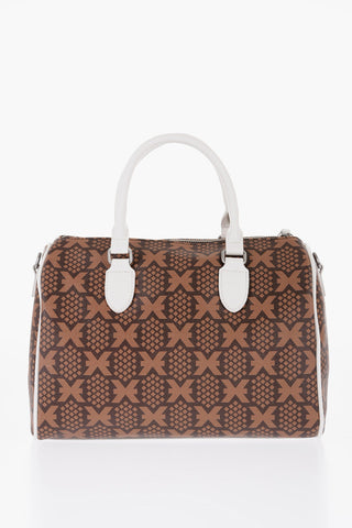 Printed Faux Leather NARYN Bowler Bag with Metal Logo