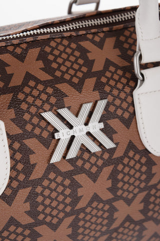 Printed Faux Leather NARYN Bowler Bag with Metal Logo