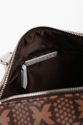 Printed Faux Leather NARYN Bowler Bag with Metal Logo