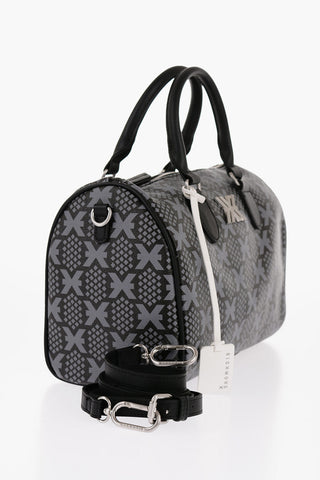Textured Faux Leather NARYN Bowler Bag with All-Over Monogram