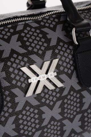 Textured Faux Leather NARYN Bowler Bag with All-Over Monogram