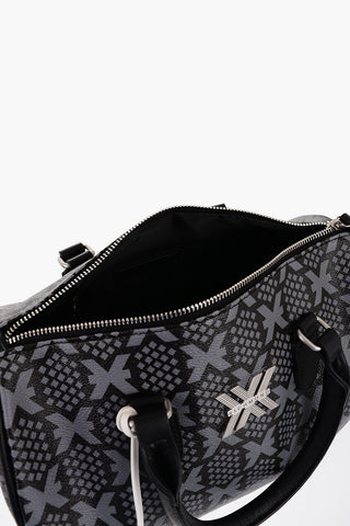 Textured Faux Leather NARYN Bowler Bag with All-Over Monogram