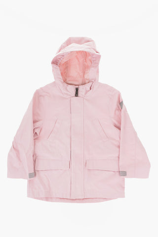 Cotton Blend Utility Jacket with Hood and Hodden Closure