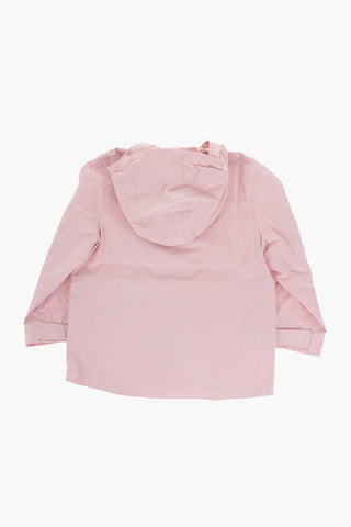 Cotton Blend Utility Jacket with Hood and Hodden Closure