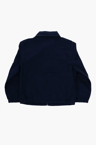 Solid Color Lightweight Cotton Jacket with Zip Closure