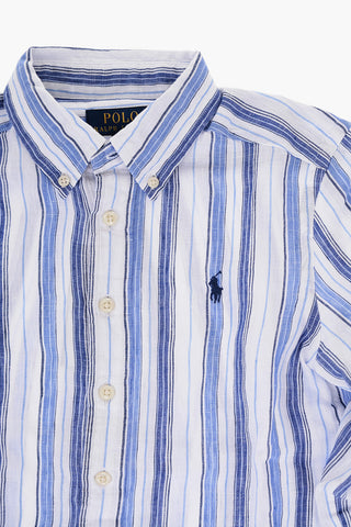 Balance Striped Linen Shirt with Button-Down Collar