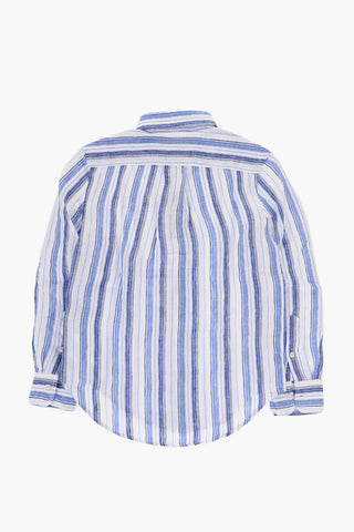 Balance Striped Linen Shirt with Button-Down Collar