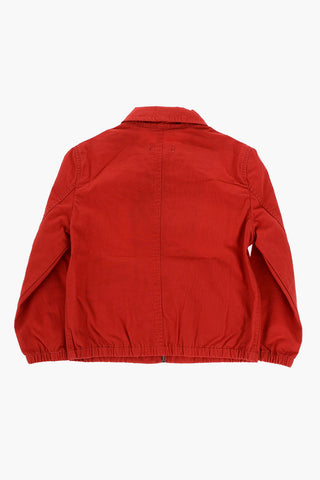 Solid Color Lightweight Cotton Jacket with Zip Closure
