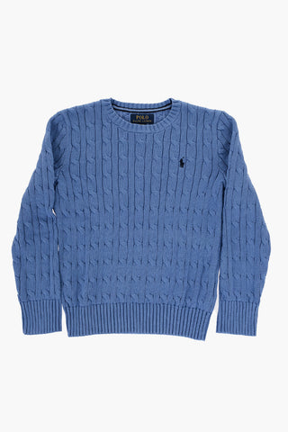 Lightweight Cotton Cable Knit Crew-neck Sweater