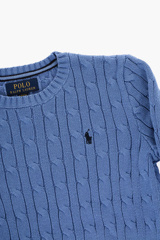 Lightweight Cotton Cable Knit Crew-neck Sweater