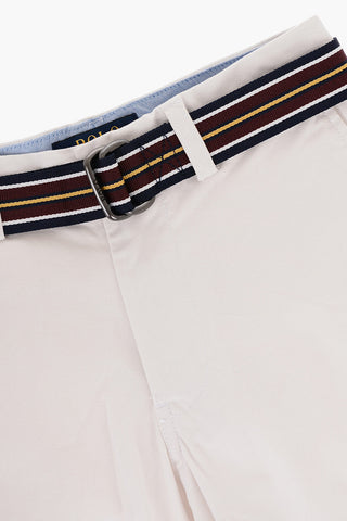 Stretch Cotton Skinny Fit Shorts with Belt