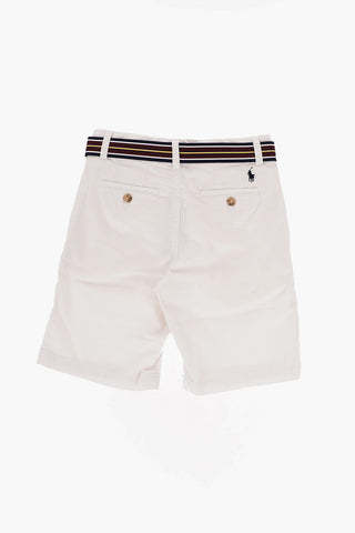 Stretch Cotton Skinny Fit Shorts with Belt