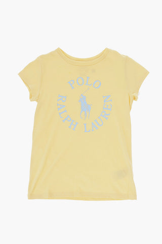 T-Shirt Girocollo in Tinta Unita con Logo Stampato
