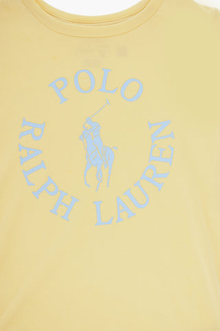 T-Shirt Girocollo in Tinta Unita con Logo Stampato
