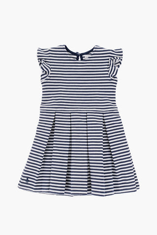 Two-Tone Striped Pleated Dress and Bloomers Set