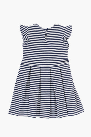 Two-Tone Striped Pleated Dress and Bloomers Set