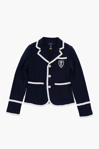 Cotton 3-Button Blazer with Contrasting Edges and Breast Pocket