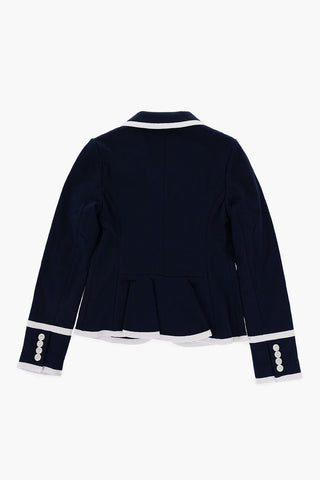 Cotton 3-Button Blazer with Contrasting Edges and Breast Pocket