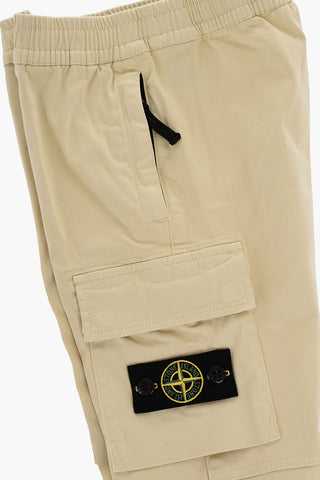 Stretch Cotton Cargo Pants with Elastic Waistband
