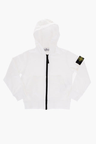 Felpa in Cotone Garzato con Cappuccio e Chiusura Zip