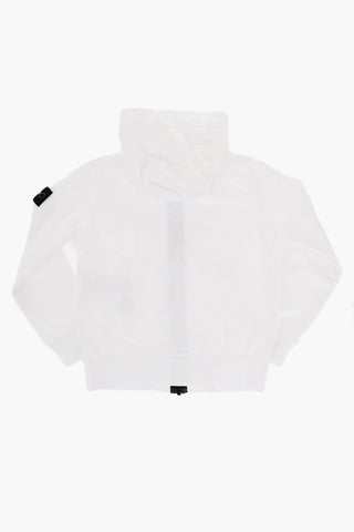 Felpa in Cotone Garzato con Cappuccio e Chiusura Zip