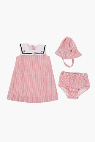 Striped Dress Bloomer and Hat Set