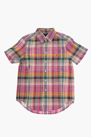 Madras Checked Shirt with Button-Down Collar