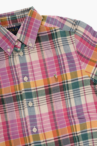 Madras Checked Shirt with Button-Down Collar