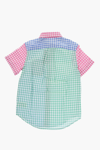 Camicia a Quadri Vichy con Colletto Button-Down