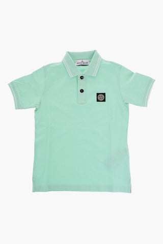 Solid Color 2-Button Polo Shirt with Contrasting Logo Patch