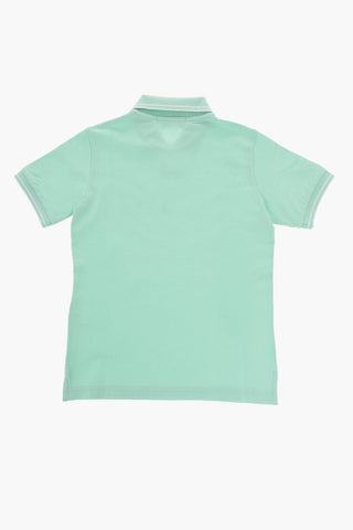 Solid Color 2-Button Polo Shirt with Contrasting Logo Patch