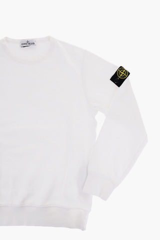 Brushed Cotton Crewneck Sweatshirt with Removable Logo Patch