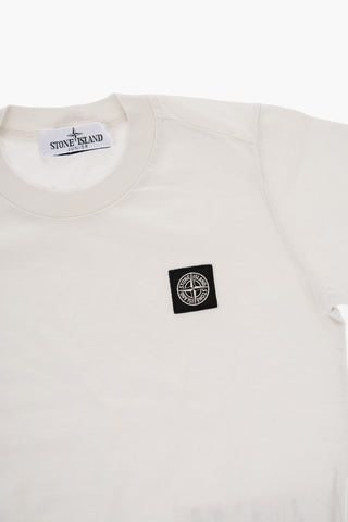 Solid Color Crew-neck T-Shirt with Contrasting Logo Patch