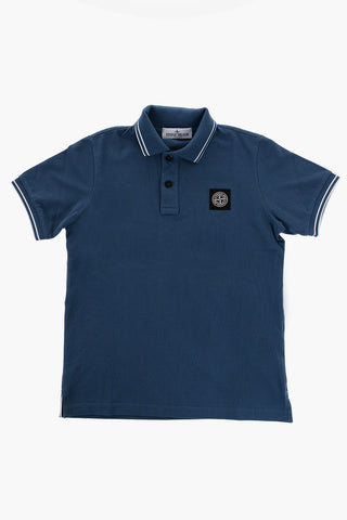 Polo 2-Bottoni in Tinta Unita con Patch Logo a Contrasto