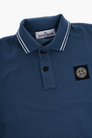 Polo 2-Bottoni in Tinta Unita con Patch Logo a Contrasto